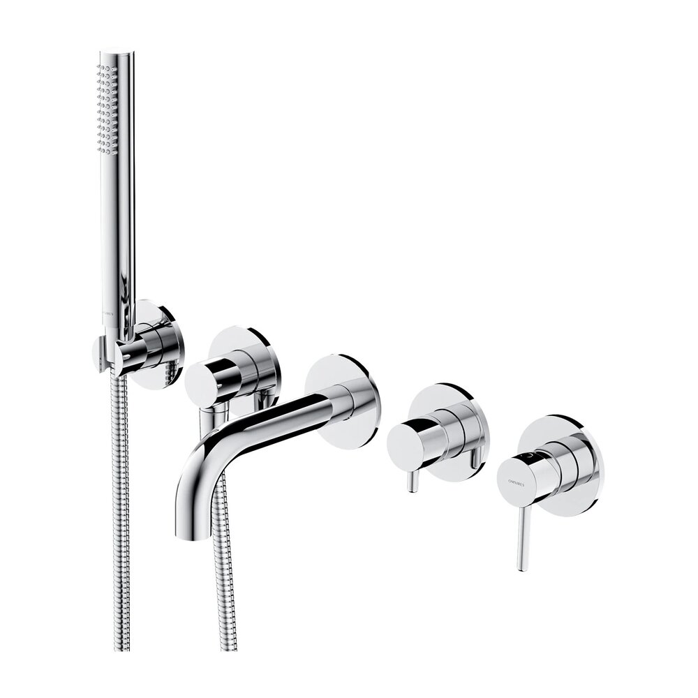 Baterie cada-dus incastrata Omnires Y finisaj crom lucios 5 elemente cu corp ingropat pipa 17 cm