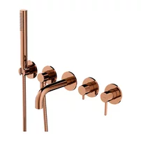 Baterie cada-dus incastrata Omnires Y finisaj cupru lucios 5 elemente cu corp ingropat pipa 17 cm