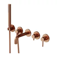 Baterie cada-dus incastrata Omnires Y finisaj cupru periat 5 elemente cu corp ingropat pipa 17 cm