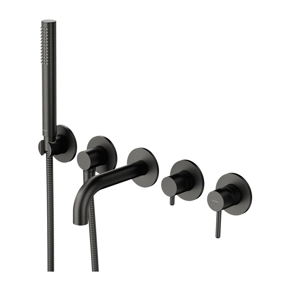 Baterie cada-dus incastrata Omnires Y finisaj grafit periat 5 elemente cu corp ingropat pipa 17 cm