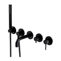 Baterie cada-dus incastrata Omnires Y finisaj negru semimat 5 elemente cu corp ingropat pipa 17 cm