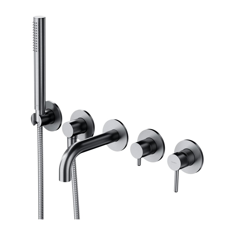 Baterie cada-dus incastrata Omnires Y finisaj nichel periat 5 elemente cu corp ingropat pipa 17 cm