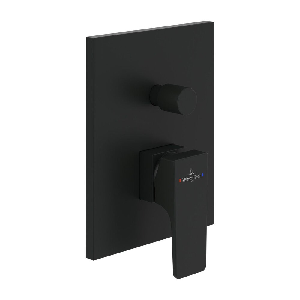 Baterie cada-dus incastrata Villeroy&Boch Architectura Square negru mat fara corp ingropat