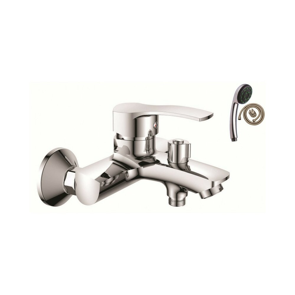 Baterie cada-dus Inter Ceramic Quadrat monocomanda crom lucios cu set de dus