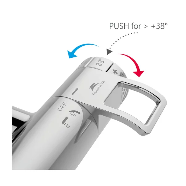 Baterie cada-dus Rubineta CosyThermo crom lucios cu set de dus para 3 functii picture - 3