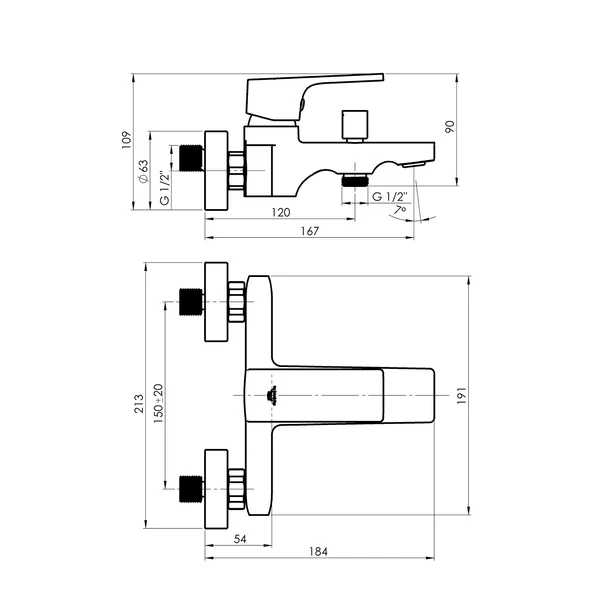 Baterie cada-dus Rubineta Modena monocomanda finisaj negru mat cu set de dus para 1 functie picture - 2
