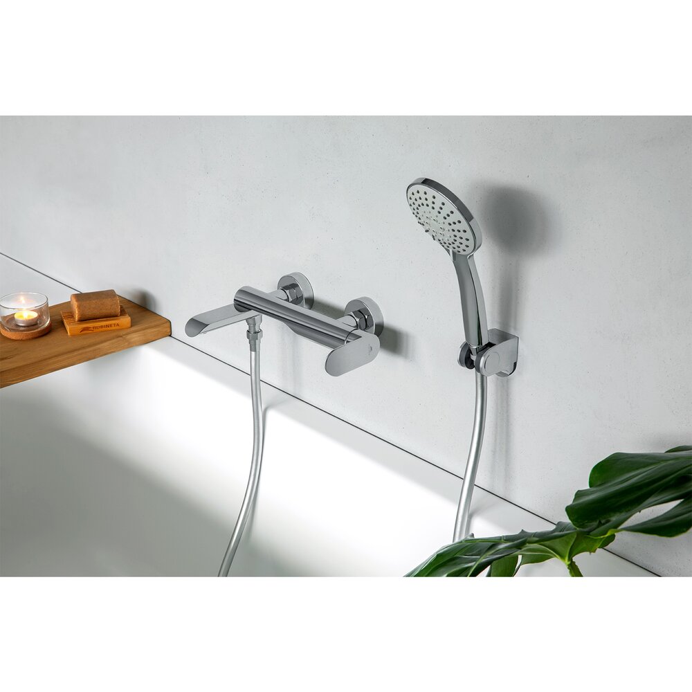 Baterie cada-dus Rubineta Ultra monocomanda crom lucios cu set de dus para 5 functii
