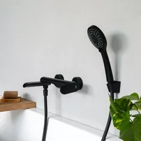 Baterie cada-dus Rubineta Ultra monocomanda negru mat cu set de dus para 3 functii