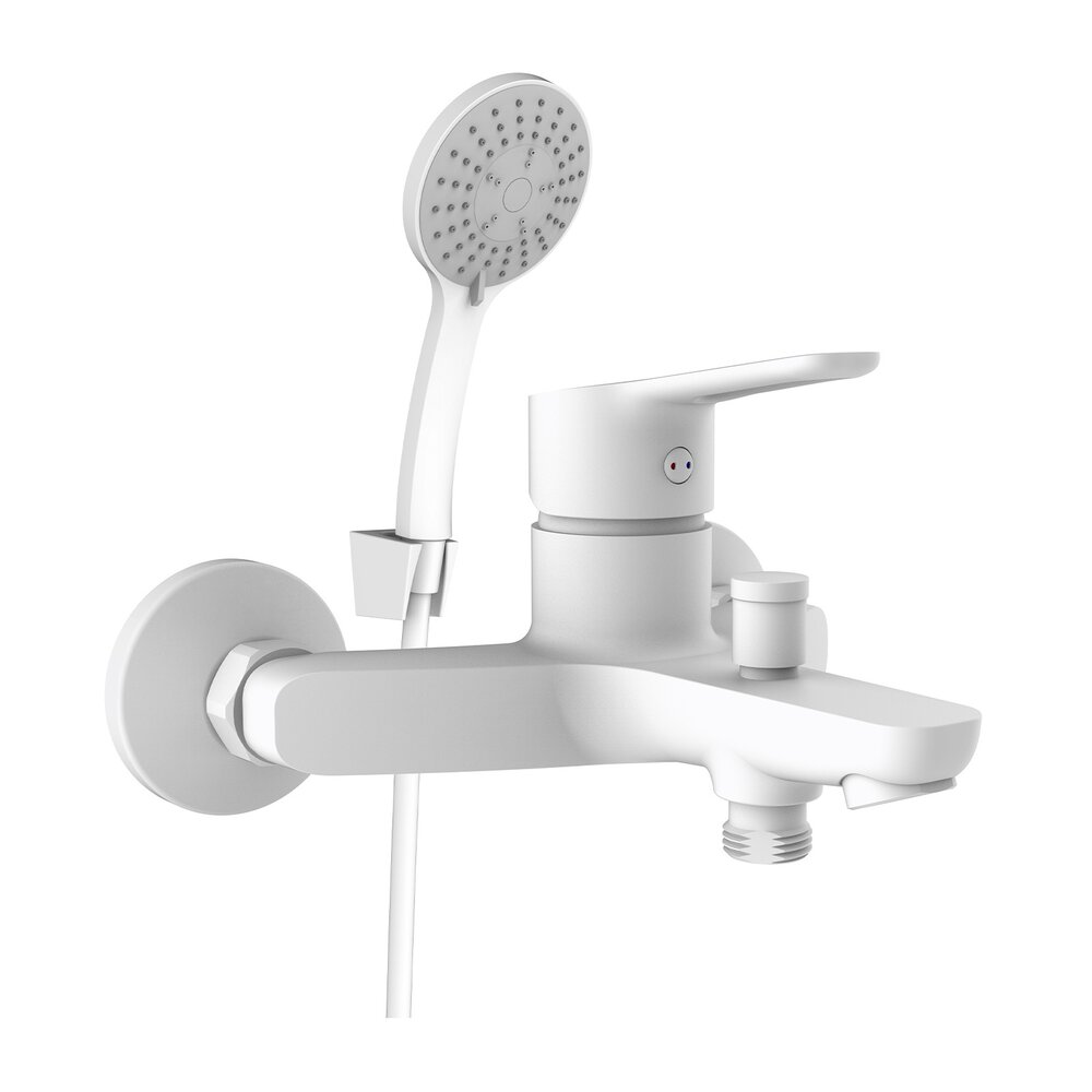 Baterie cada-dus Rubineta Uno monocomanda alb mat cu set de dus para 3 functii