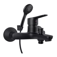 Baterie cada-dus Rubineta Uno monocomanda negru mat cu set de dus para 3 functii