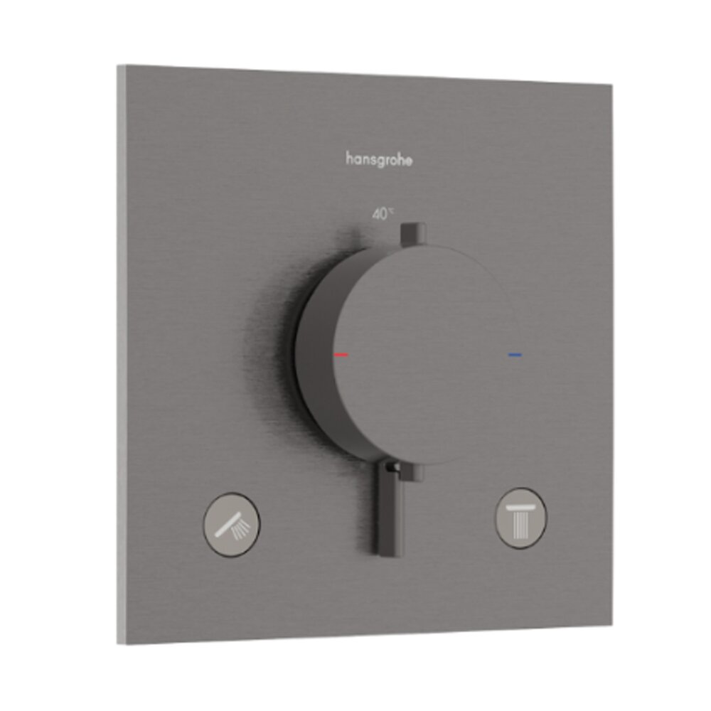 Baterie cada-dus termostatata Hansgrohe Ecostat Comfort E finisaj negru-crom periat fara corp ingropat
