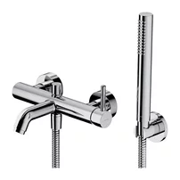 Baterie cada-dus Omnires Contour monocomanda finisaj crom lucios cu set de dus