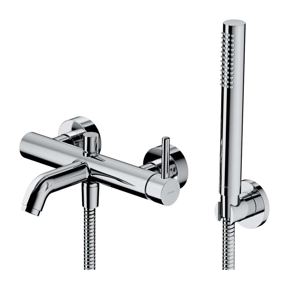 Baterie cada-dus Omnires Contour monocomanda finisaj crom lucios cu set de dus