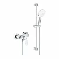 Baterie dus Grohe Cubeo finisaj crom lucios cu set de dus si para cu 2 functii