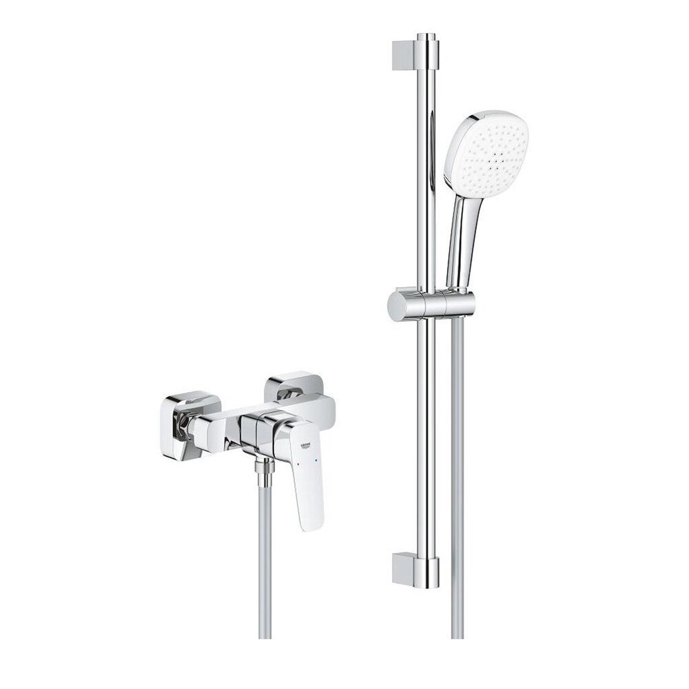 Baterie dus Grohe Cubeo finisaj crom lucios cu set de dus si para cu 2 functii
