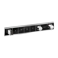 Baterie dus incastrata cu 4 functii Hansgrohe Rainselect cu termostat negru-crom lucios
