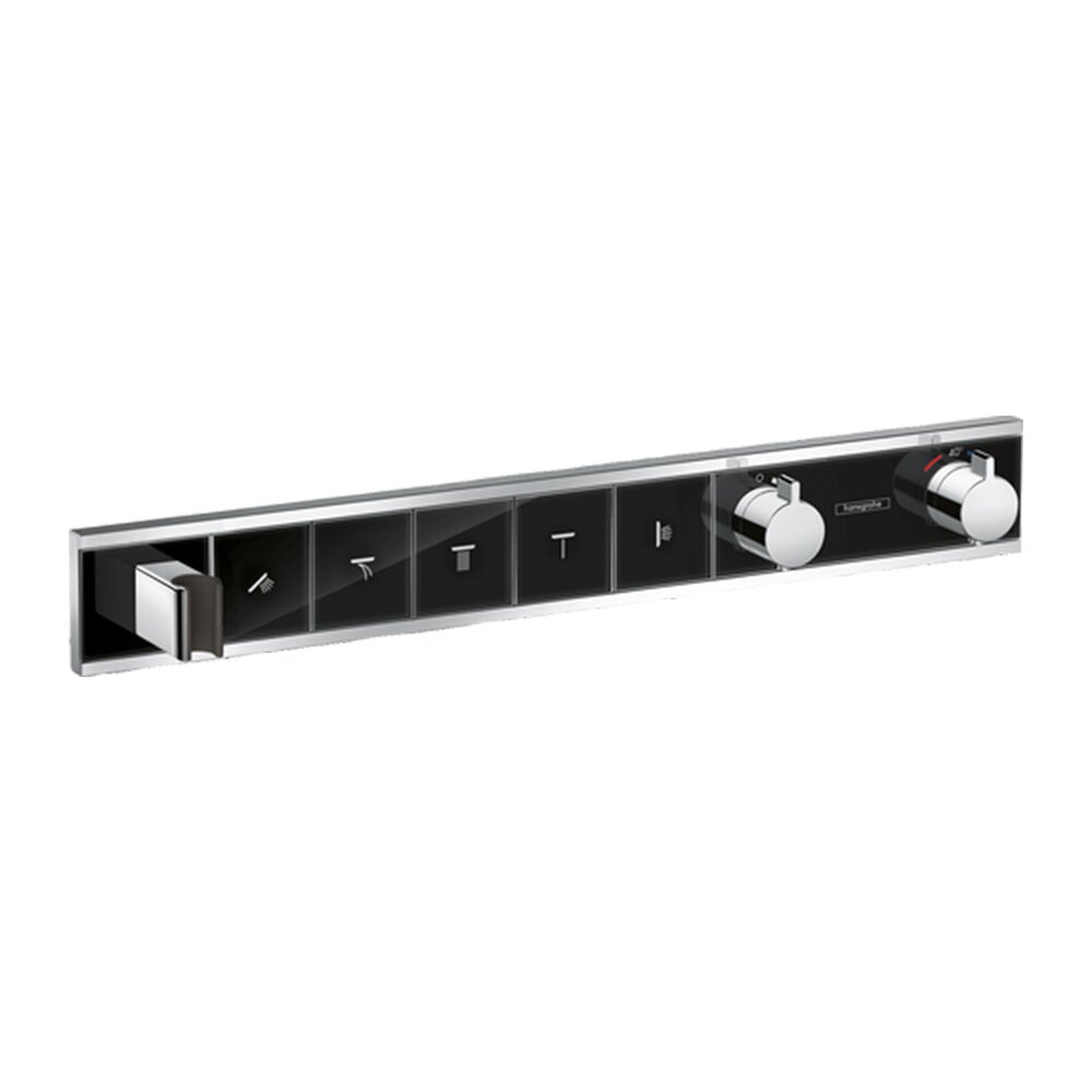 Baterie dus incastrata cu 5 functii Hansgrohe Rainselect cu termostat negru-crom