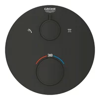 Baterie dus incastrata cu termostat Grohe Grohtherm 2 iesiri negru mat rotund
