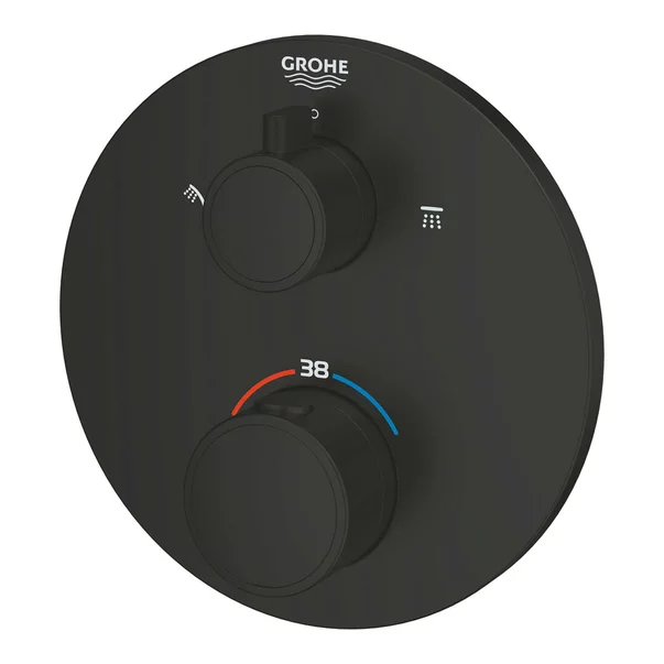 Baterie dus incastrata cu termostat Grohe Grohtherm 2 iesiri negru mat rotund picture - 3