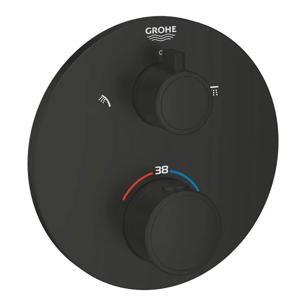 Baterie dus incastrata cu termostat Grohe Grohtherm 2 iesiri negru mat rotund picture - 4