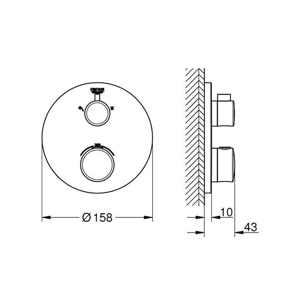 Baterie dus incastrata cu termostat Grohe Grohtherm 2 iesiri negru mat rotund picture - 5