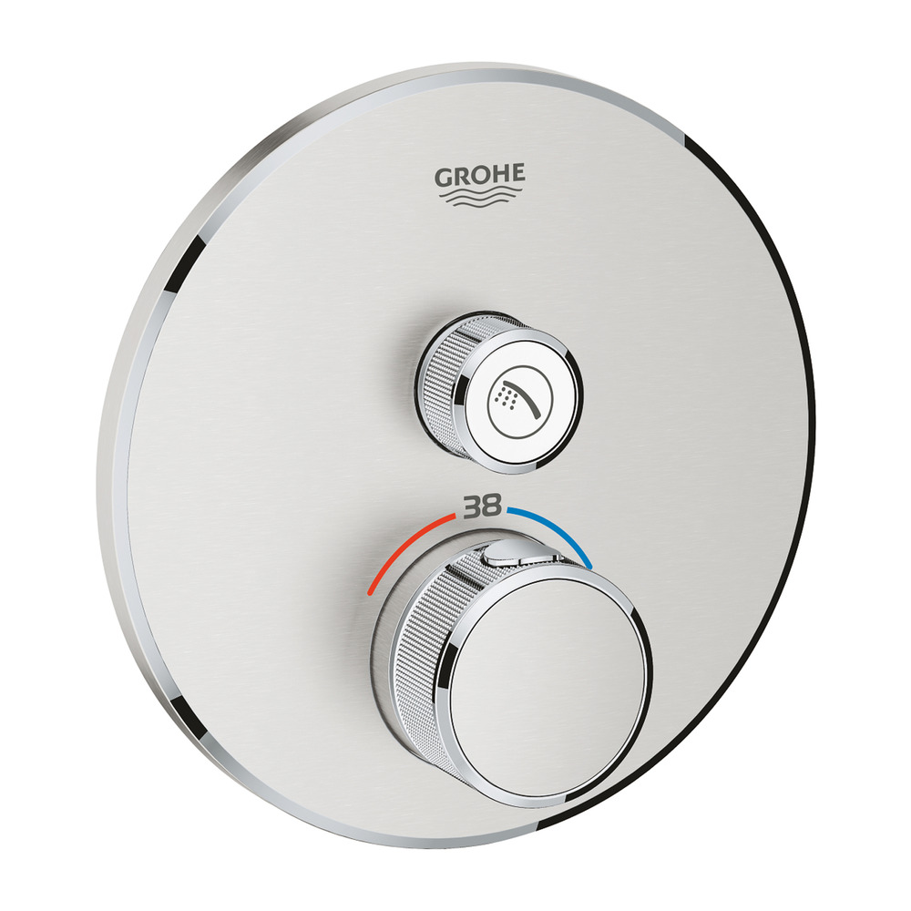 Baterie dus incastrata cu termostat Grohe Grohtherm SmartControl 1 iesire crom periat Supersteel