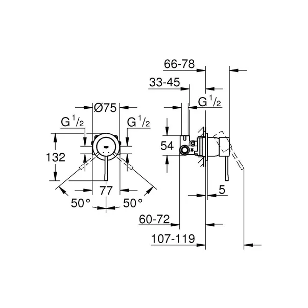Baterie dus incastrata Grohe Essence antracit periat Hard Graphite cu corp ingropat picture - 2