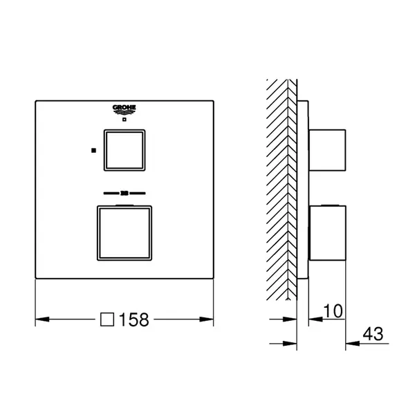 Baterie dus incastrata Grohtherm Cube termostatata crom periat Supersteel fara corp ingropat picture - 4