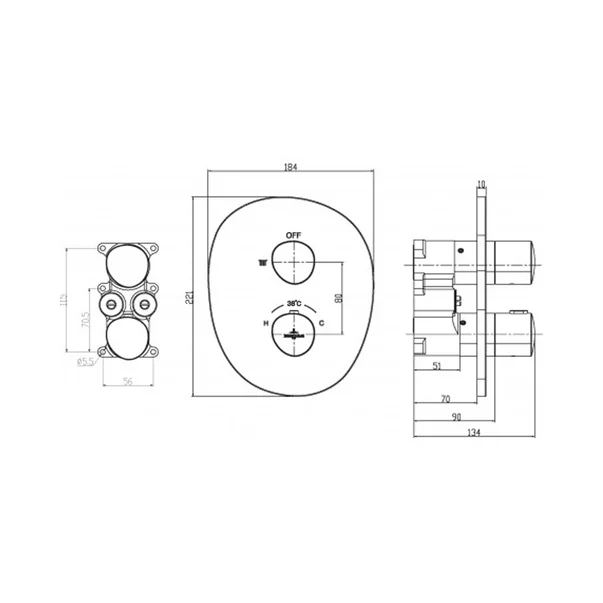 Baterie dus incastrata Villeroy&Boch Antao termostatata nichel periat fara corp ingropat picture - 3