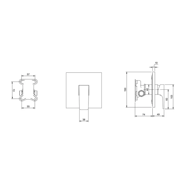Baterie dus incastrata Villeroy&Boch Architectura Square crom lucios fara corp ingropat picture - 3
