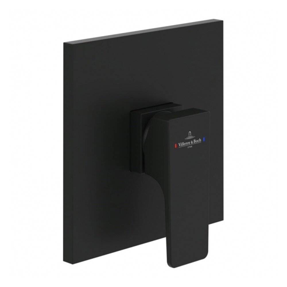 Baterie dus incastrata Villeroy&Boch Architectura Square negru mat fara corp ingropat