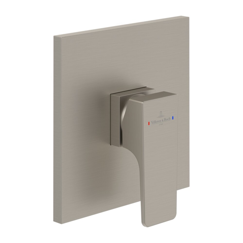 Baterie dus incastrata Villeroy&Boch Architectura Square nichel periat fara corp ingropat