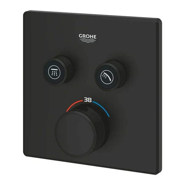 Baterie dus negru mat Grohe Grohtherm SmartControl termostatica patrata 2 iesiri picture - 3