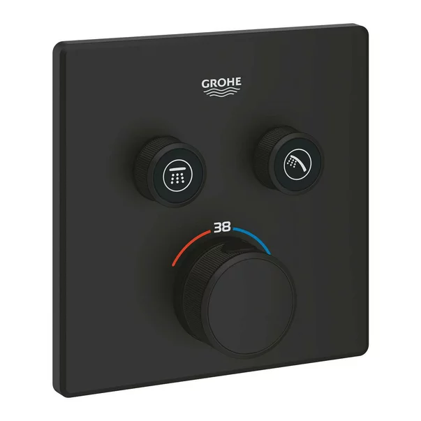 Baterie dus negru mat Grohe Grohtherm SmartControl termostatica patrata 2 iesiri picture - 4