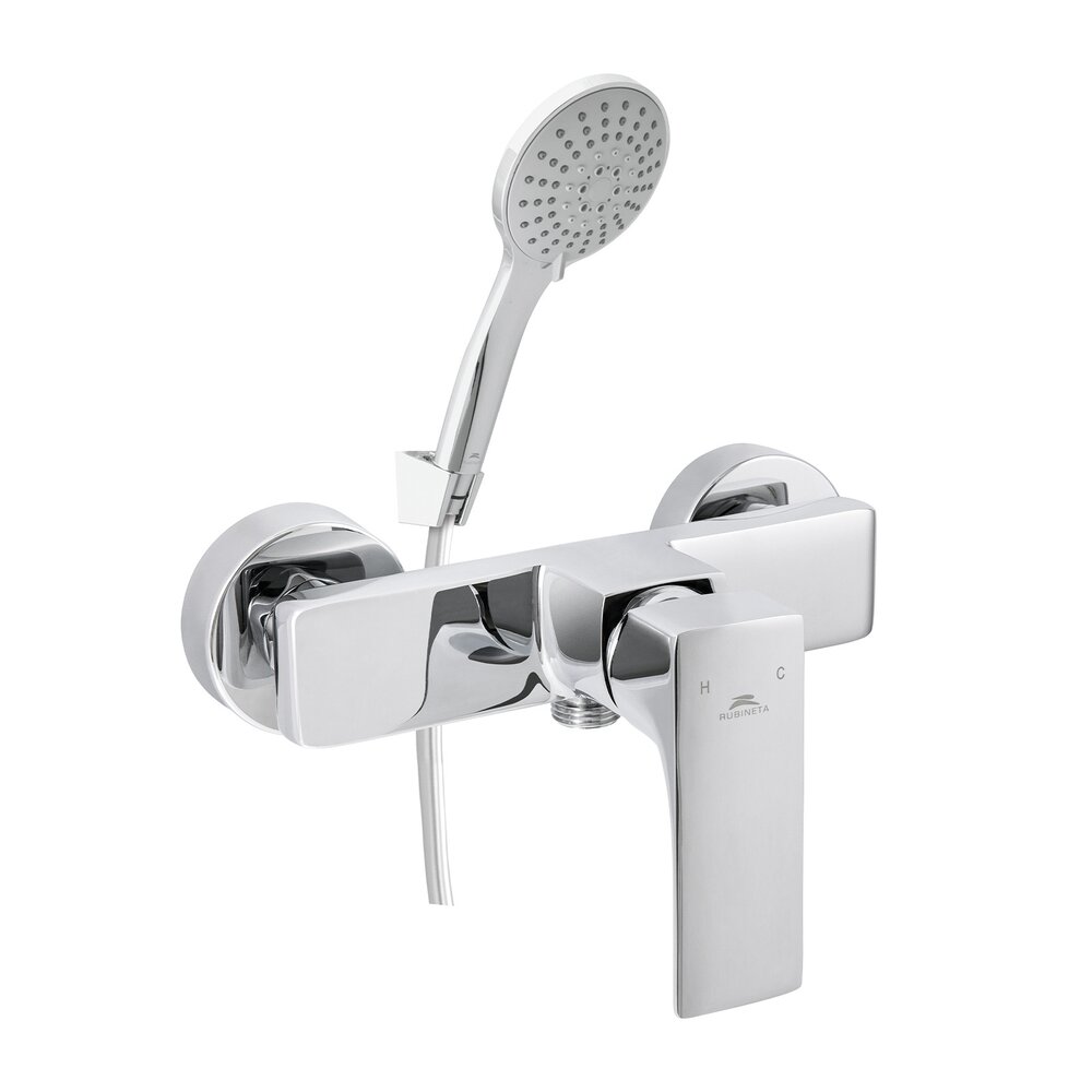 Baterie dus Rubineta Modena monocomanda crom lucios cu set de dus para 5 functii