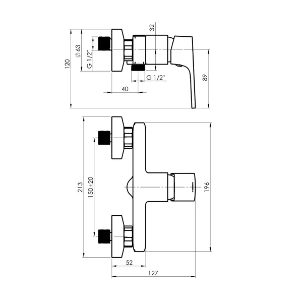 Baterie dus Rubineta Modena monocomanda crom lucios cu set de dus para 5 functii picture - 3