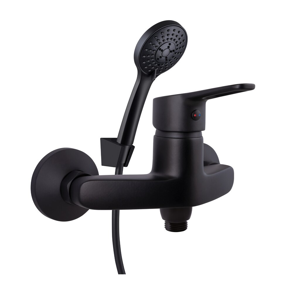 Baterie dus Rubineta Uno monocomanda negru mat cu set de dus para 3 functii