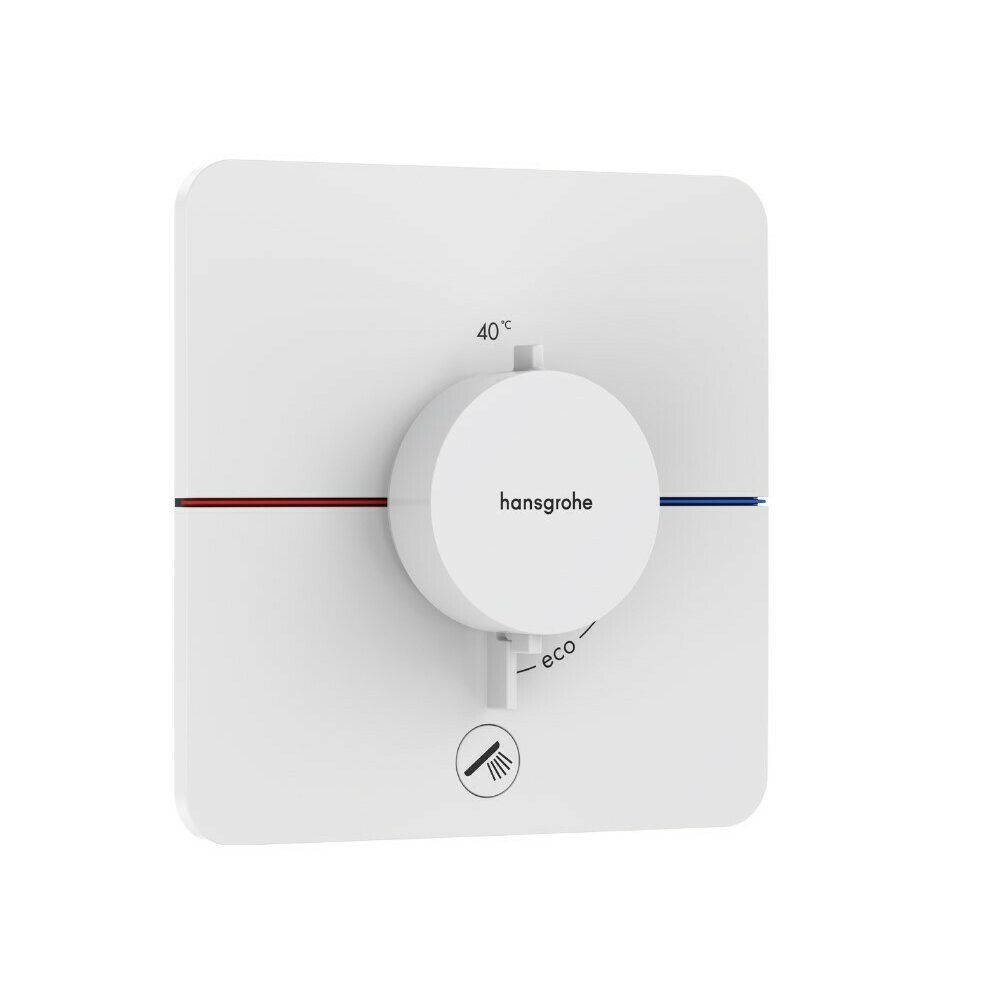 Baterie dus termostatata incastrata alb mat Hansgrohe ShowerSelect Comfort Q 1 functie si iesire suplimentara