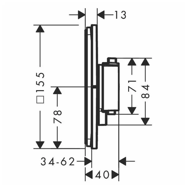 Baterie dus termostatata incastrata Hansgrohe ShowerSelect Comfort Q 1 functie si iesire suplimentara picture - 2