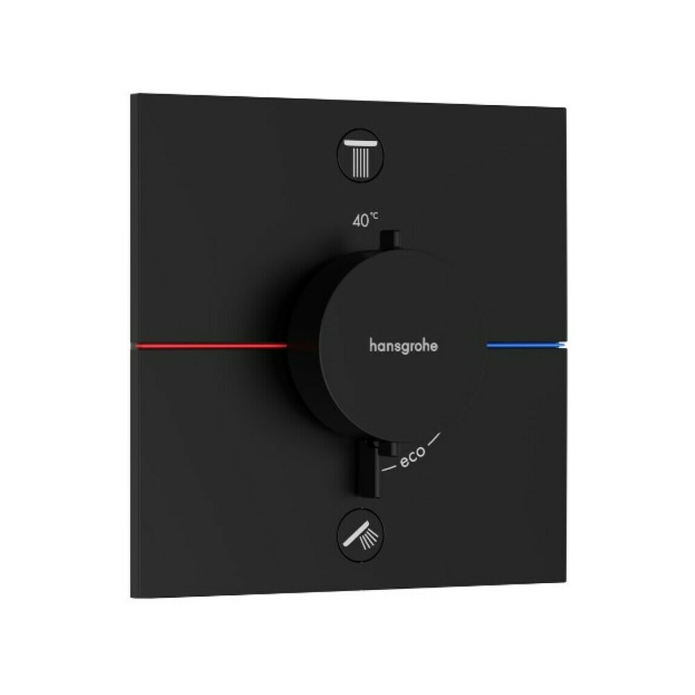 Baterie dus termostatata incastrata negru mat Hansgrohe ShowerSelect Comfort E 2 functii
