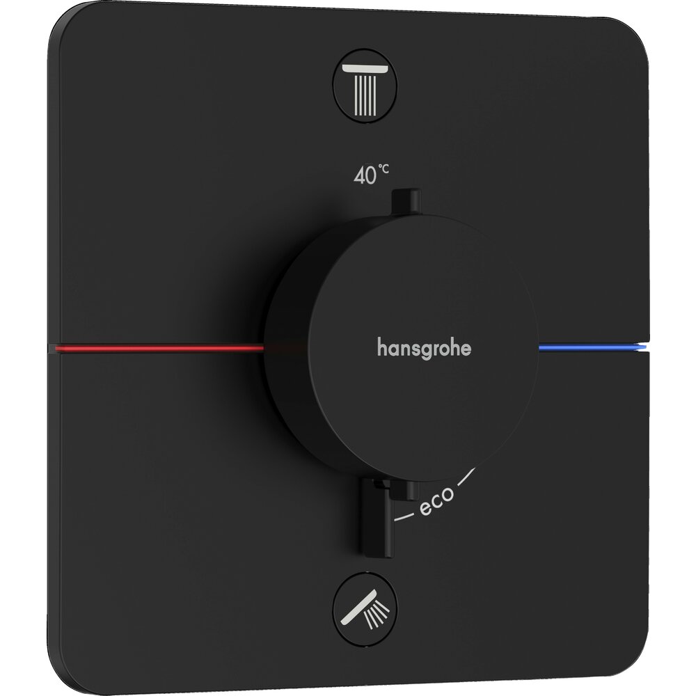 Baterie dus termostatata incastrata negru mat Hansgrohe ShowerSelect Comfort Q 2 functii