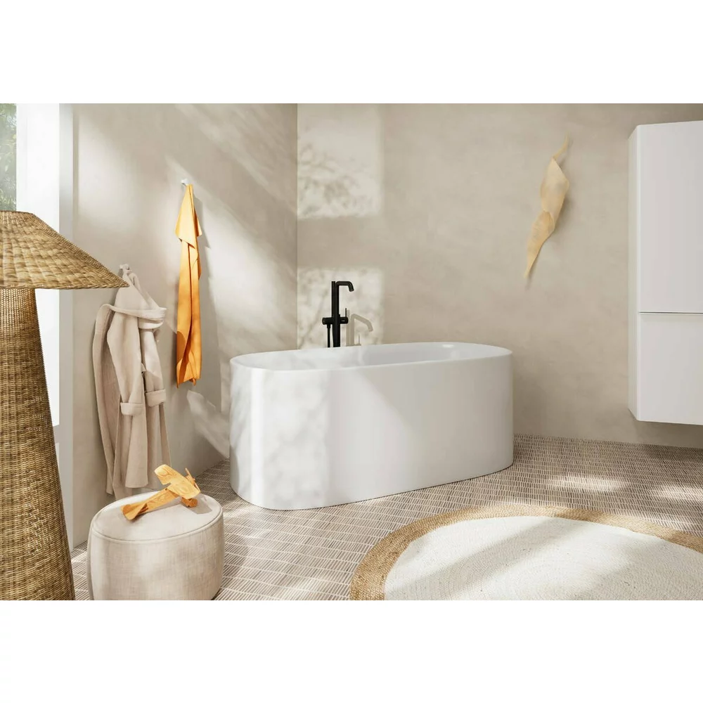 Baterie freestanding pentru cada - dus negru mat Hansgrohe