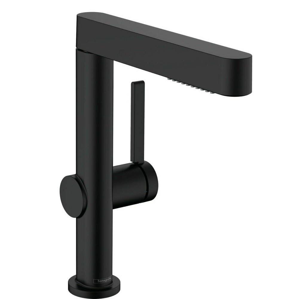 Baterie lavoar Hansgrohe Finoris 230 cu dus extractibil, 2 jeturi si ventil Push-Open negru mat