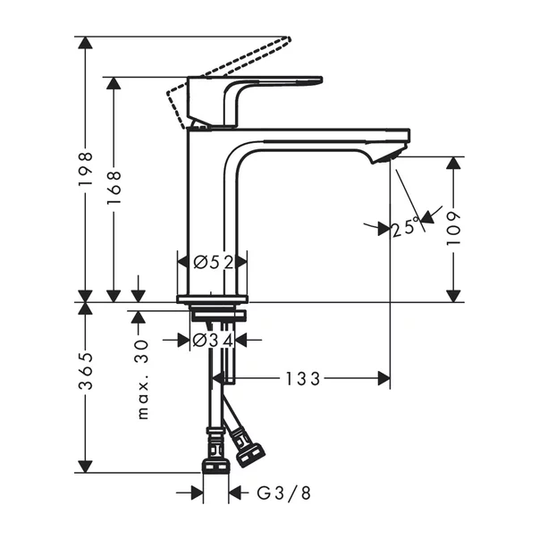 Baterie lavoar Hansgrohe Rebris S 110 Coolstart crom lucios fara ventil picture - 4