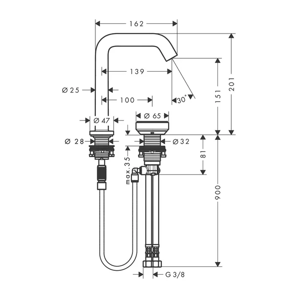 Baterie lavoar Hansgrohe Tecturis S cu doua orificii CoolStart finisaj bronz periat picture - 4