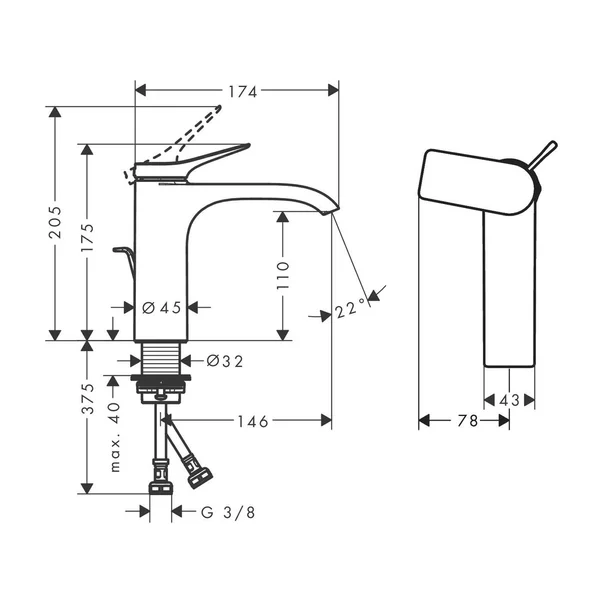 Baterie lavoar Hansgrohe Vivenis 110 CoolStart finisaj bronz periat cu ventil Pop-Up picture - 3