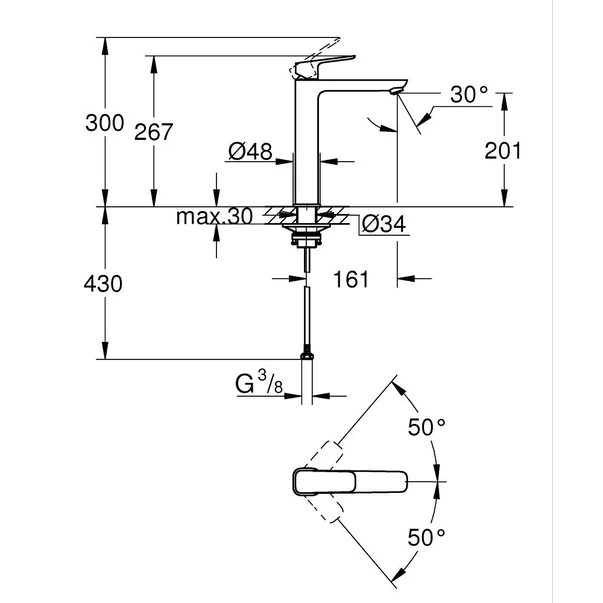 Baterie lavoar inalta Grohe Cubeo XL monocomanda negru mat picture - 7