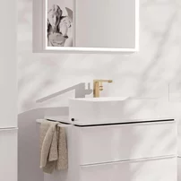 Baterie lavoar inalta Hansgrohe Tecturis E Fine CoolStart cu ventil Push-Open bronz periat