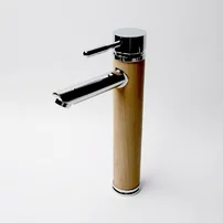 Baterie lavoar inalta Inter Ceramic monocomanda finisaj crom-lemn