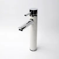 Baterie lavoar inalta Inter Ceramic monocomanda finisaj crom-piatra naturala alba